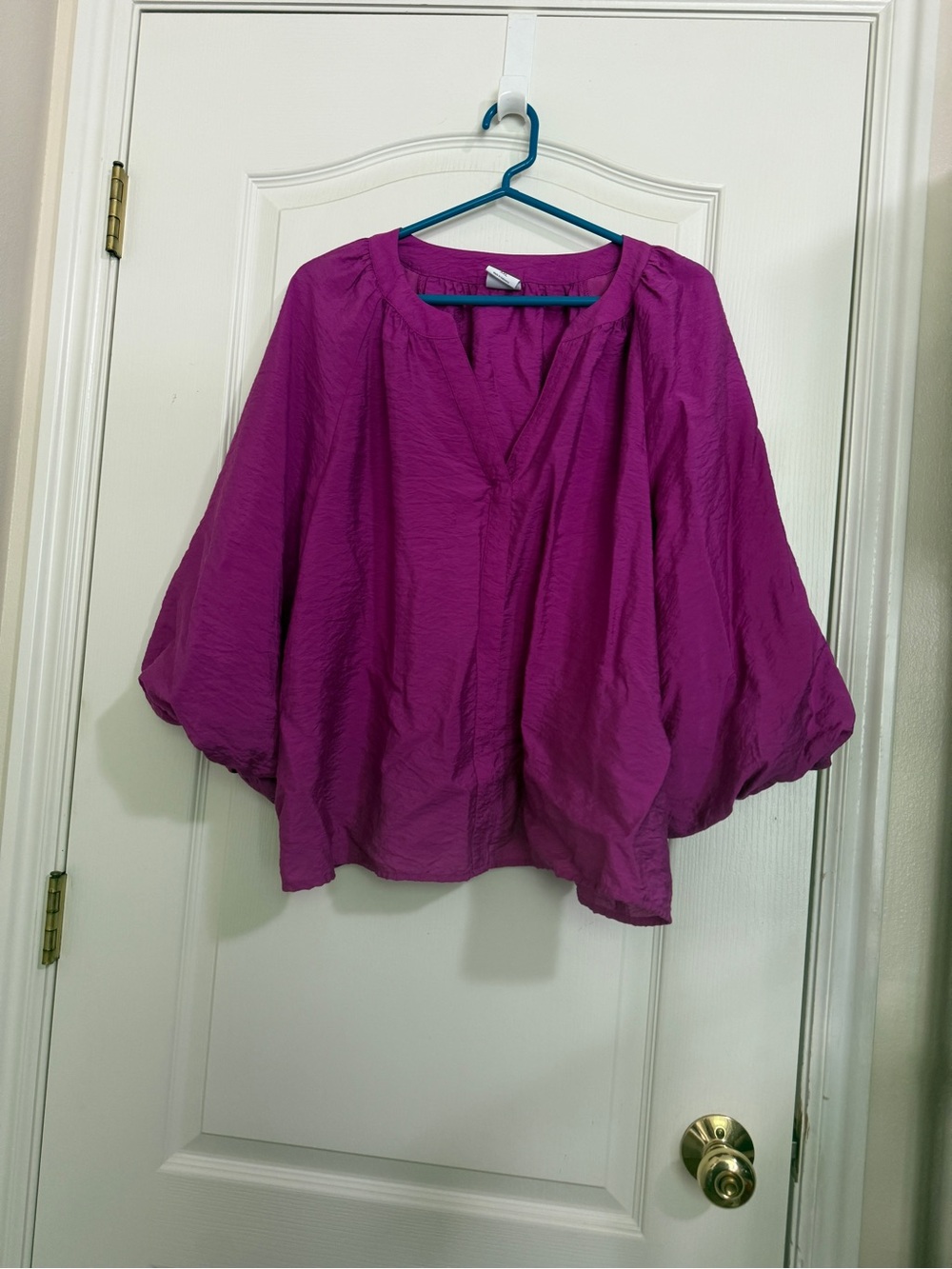 Sonoma Balloon Sleeve Peasant Blouse - Fuchsia NWOT